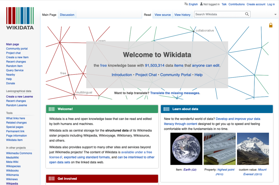Screenshot von www.wikidata.org