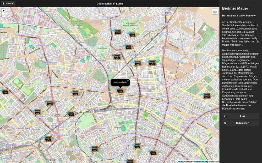 Screenshot Gedenktafeln in Berlin