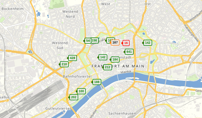 Screenshot Real-time parking lot app for Frankfurt am Main