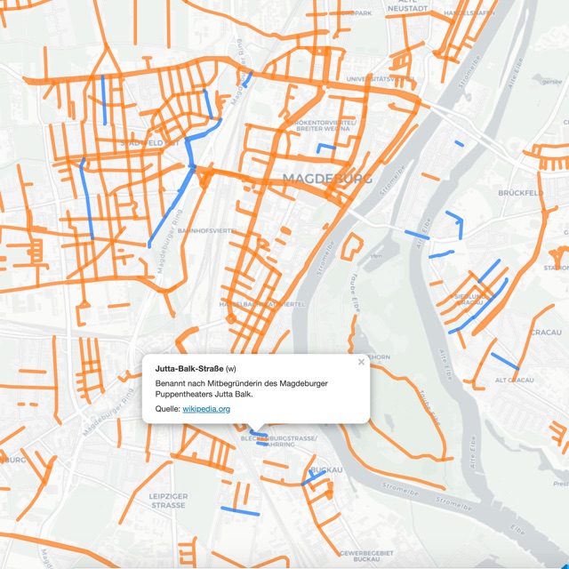 Screenshot Straßennamen Magdeburg