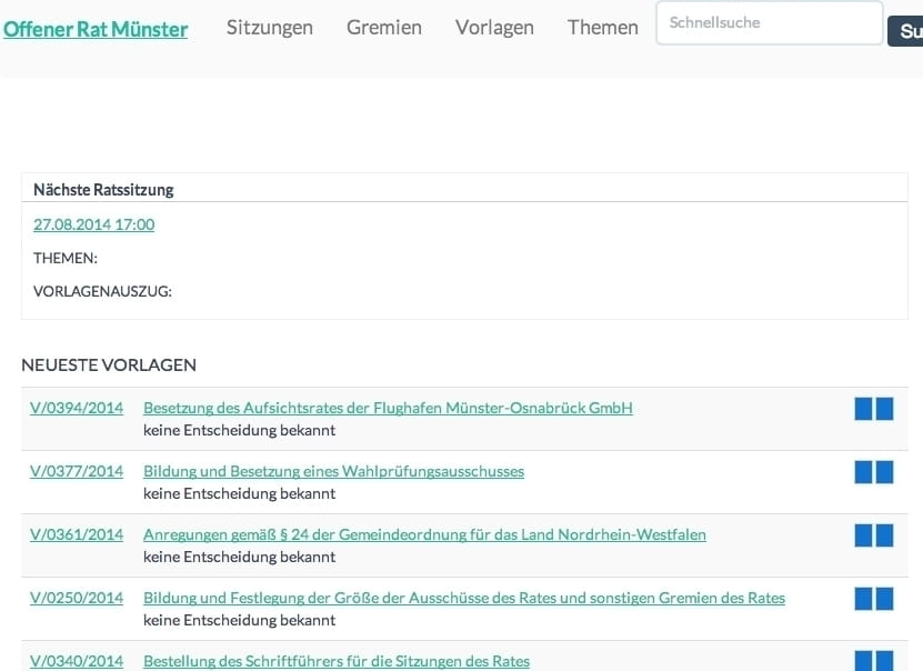 Screenshot Offener Rat Münster