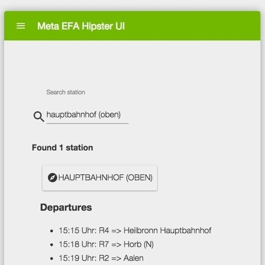 Screenshot Meta API für Elektonische Fahrplanauskunft